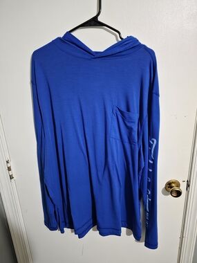 Field & Stream Men's Royal Blue Hooded Long-Sleeve Shirt with Chest Pocket